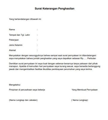 Ini Contoh Surat Keterangan Penghasilan Beserta Cara Membuatnya Hot - Riset