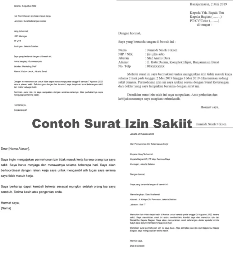 6 Contoh Surat Izin Sakit Kerja Yang Baik Dan Benar Blog 