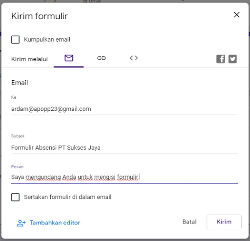 google form email karyawan