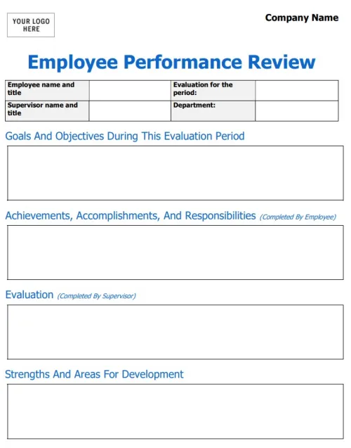 Essay Employee Review Template
