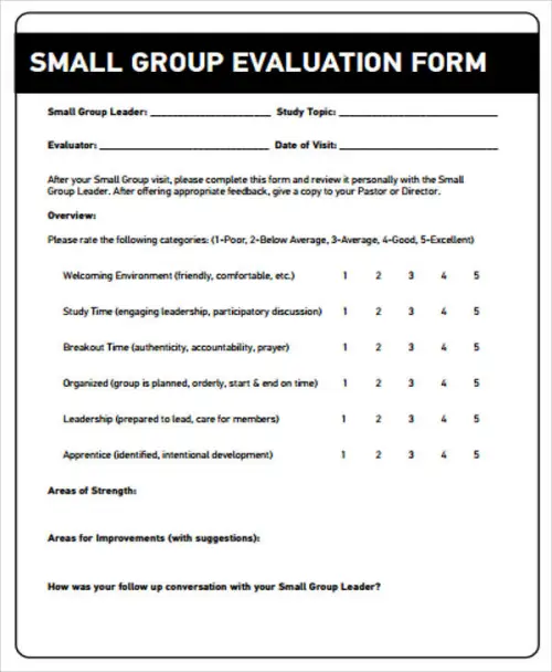 Group Evaluation Form Template