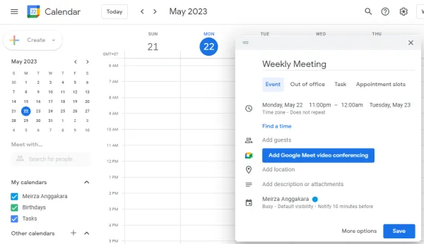 create event google calendar