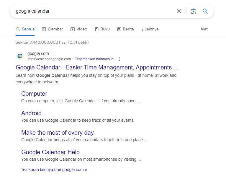 google calendar kolom pencarian