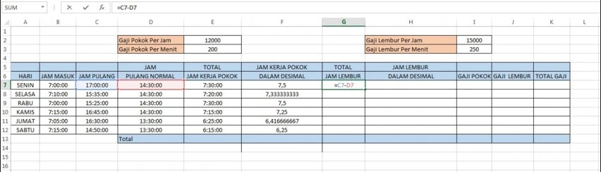 Rumus Perhitungan Lembur Dengan Excel Dan Contohnya Linovhr Blog 7447