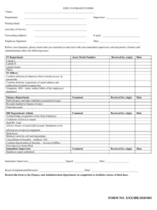 exit clearance form