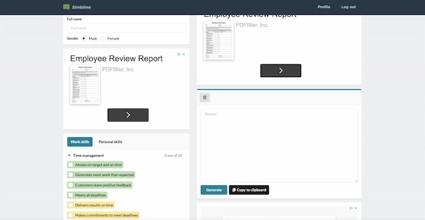 Performance Review Generator by Simbline
